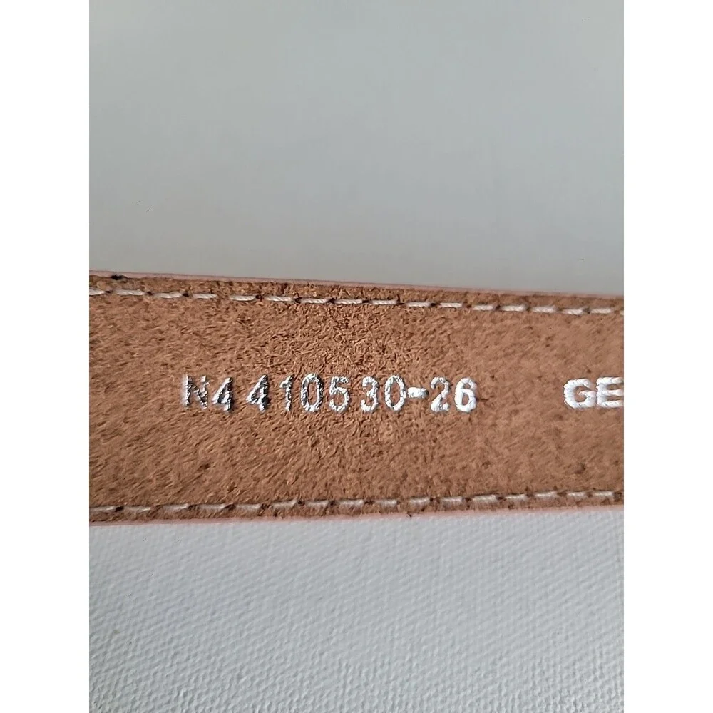 Pink Western-Style Leather Belt with Two-Tone Decorative Buckle
